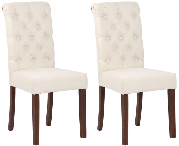 Set van 2 Lusbirn eetkamerstoelen Creme,Stof