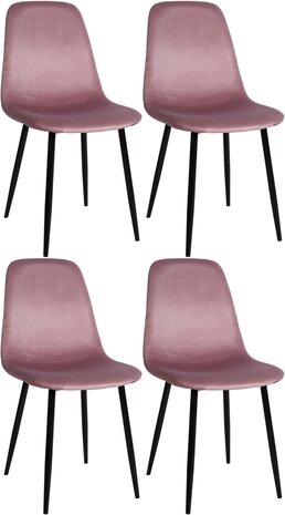 Set van 4 Nepiar eetkamerstoelen roze,Fluweel, 