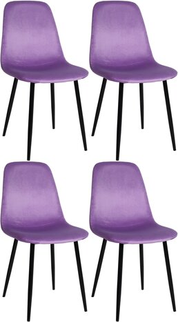 Set van 4 Nepiar eetkamerstoelen purper,Fluweel, Paars