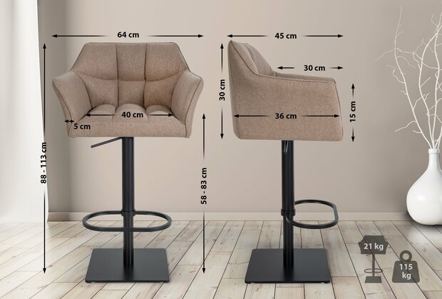 Barstoel Bermuda Rood, Taupe