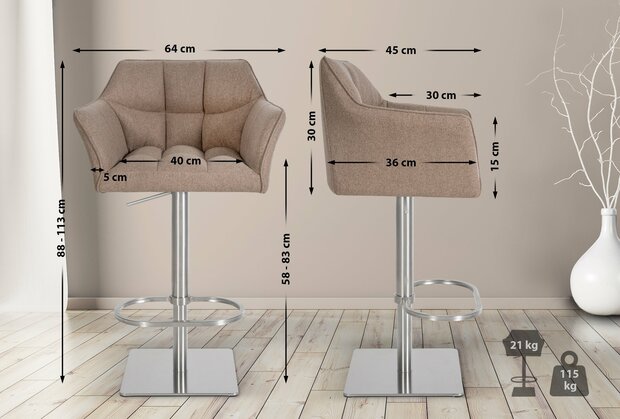 Barstoel Bermuda Rood, Taupe