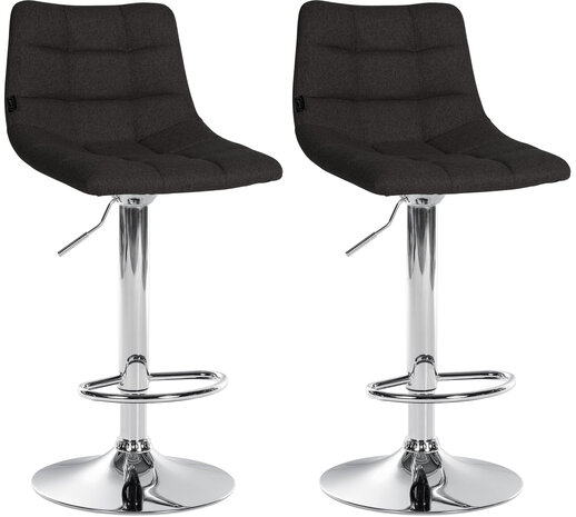 2-delige set barstoelen Jirra stof chroom, Zwart