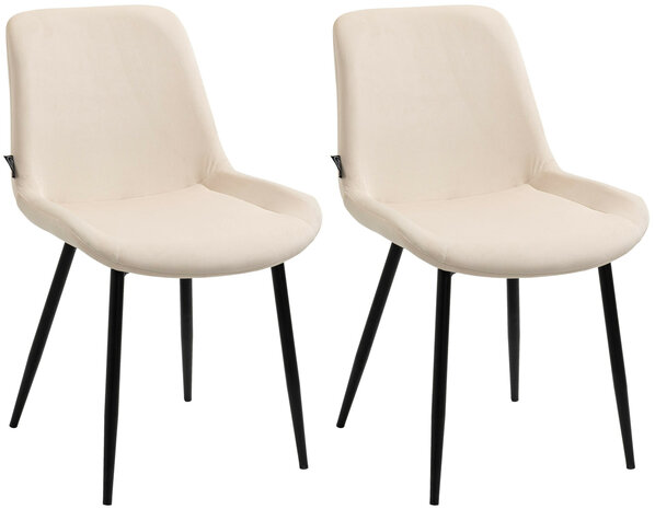 2-delige set eetkamerstoelen Vactiroi fluweel, Creme