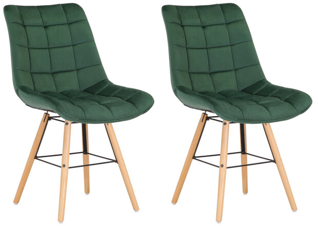 2-delige set stoelen Line fluweel, Groen