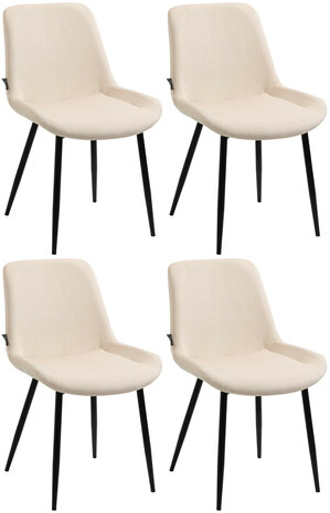 4-delige set eetkamerstoelen Vactiroi fluweel, Creme