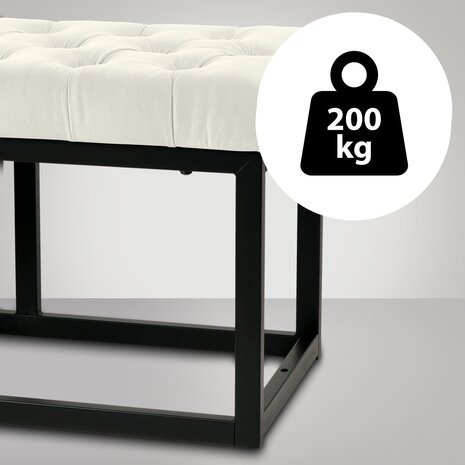 Zitbank Pilsin Fluweel Zwart 120 cm, Creme