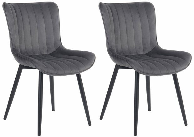 2-delige set stoelen Lorga Fluweel, Grijs