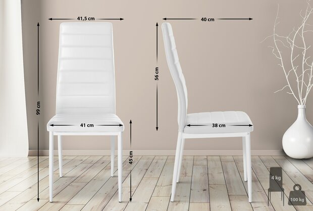 4-delige set eetkamerstoelen Miyfaar kunstleer, Wit