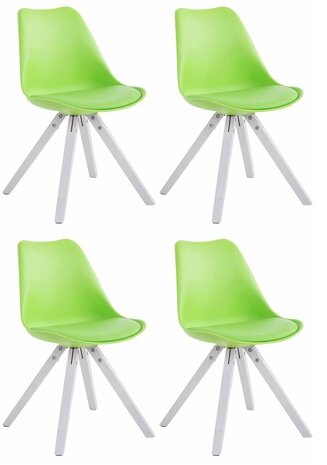 4-delige set stoelen Teulouso kunstleer wit Square, Groen