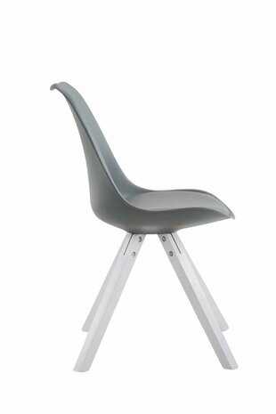 4-delige set stoelen Teulouso kunstleer wit Square, Grijs