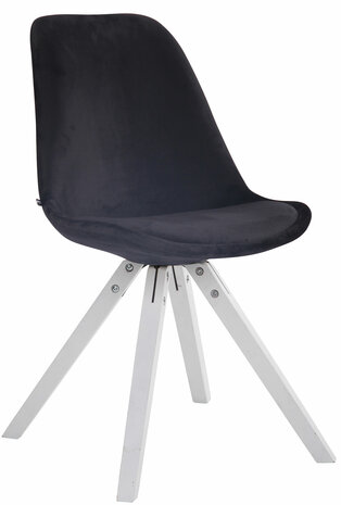 4-delige set stoelen Teulouso Velvet Square wit, Zwart