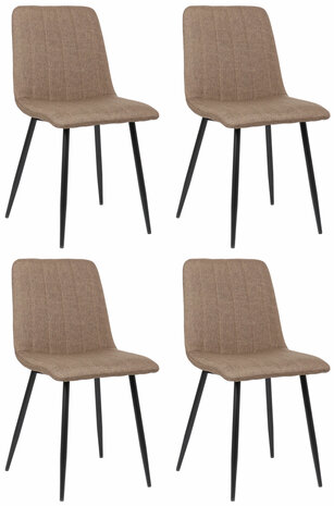 4-delige set stoelen Dojin stof, Bruin