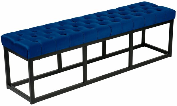 Bank Pilsin Fluweel Zwart 150 cm, Blauw