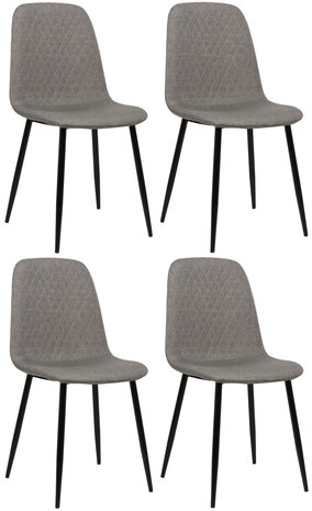 4-delige set stoelen Gevirny Stof, Grijs