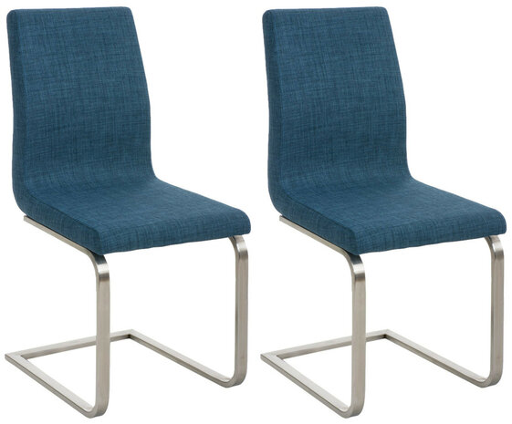 2-delige set eetkamerstoelen Bolfert Stof, Blauw