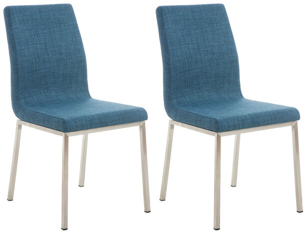 2-delige set eetkamerstoelen Calmor Stof, Blauw