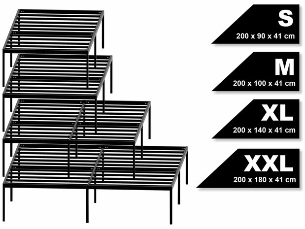 Metalen bed Himlan 200x180x41 cm, Zwart