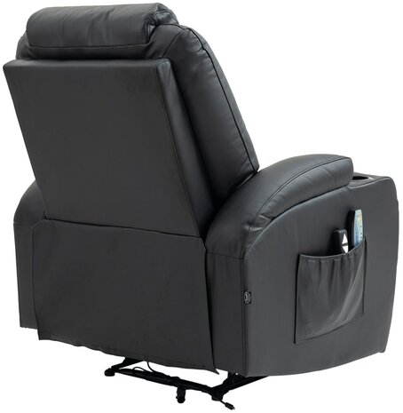 Fauteuil Hiplir met massagefunctie echt leer, Zwart