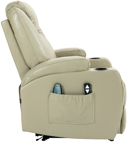 Fauteuil Hiplir met massagefunctie kunstleer, Creme