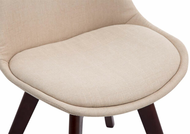4-delige set bezoekersstoelen Birnii V2 Walnoot Stof, Creme