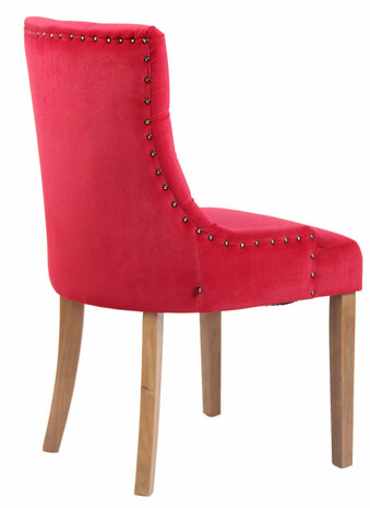 4-delige set eetkamerstoelen Eberdean fluweel antiek-licht, Rood