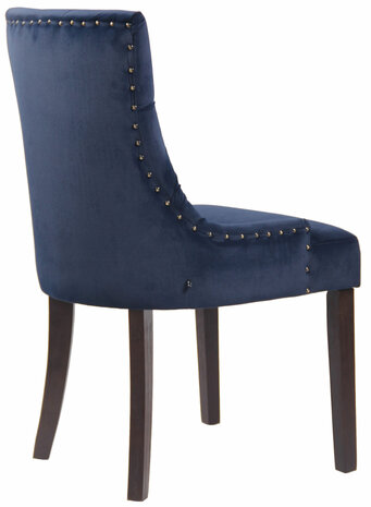 4-delige set eetkamerstoelen Eberdean fluweel antiek, Blauw