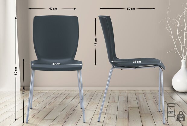 2-delige set stoelen Moi, Zwart