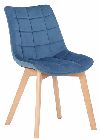 2-delige set eetkamerstoelen Pissaac fluweel, Blauw