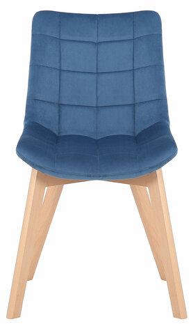 2-delige set eetkamerstoelen Pissaac fluweel, Blauw