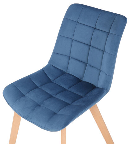 2-delige set eetkamerstoelen Pissaac fluweel, Blauw