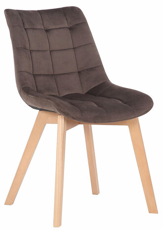 2-delige set eetkamerstoelen Pissaac fluweel, Bruin