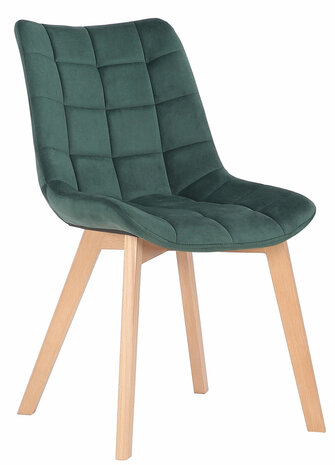 2-delige set eetkamerstoelen Pissaac fluweel, Groen