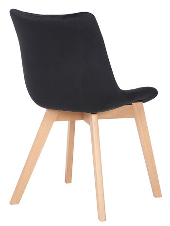 2-delige set eetkamerstoelen Pissaac fluweel, Zwart