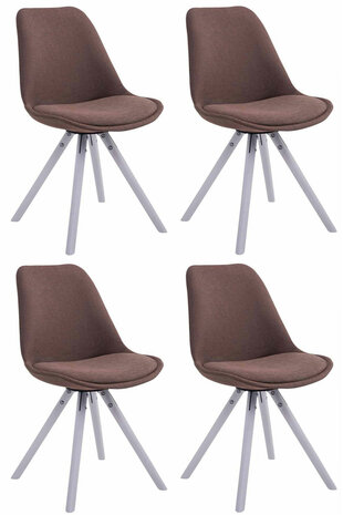 4-delige set stoelen Teulouso Stof Rond wit, Bruin