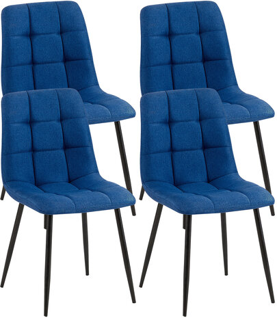 4-delige set eetkamerstoelen Entibas Stof, Blauw