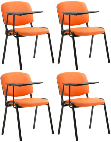 4-delige set stoelen Kin met inklapbare kunstlederen tafel, Oranje