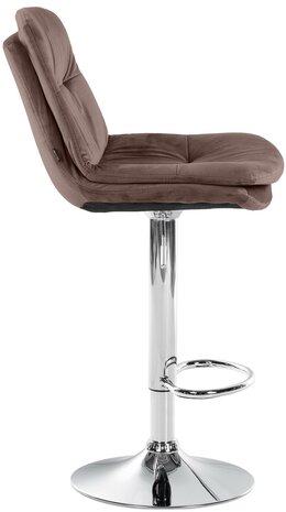 Barkruk Laurier Fluweel chroom, Bruin