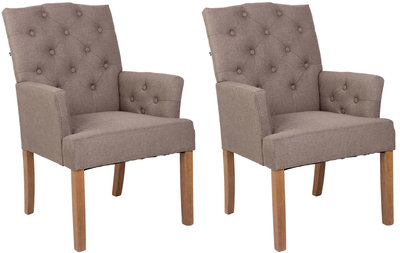 Set van 2 eetkamerstoelen Sagur Stof Taupe,antik-hell