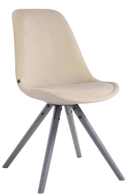 Eetkamerstoel Teulouso fluweel rond frame Creme,Grijs