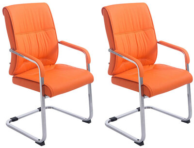 Set van 2 Eetkamerstoelen XXL Anubis Kunstleer oranje, Oranje