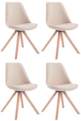 Set van 4 eetkamerstoelen Teulouso stof vierkant Creme,natura