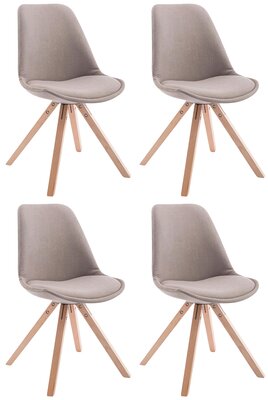 Set van 4 eetkamerstoelen Teulouso stof vierkant Taupe,natura