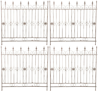 Set van 4 tuinhekken Mongald antiek bruin, Bruin