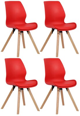 Set van 4 eetkamerstoelen Lanu rood,Kunststof, Rood