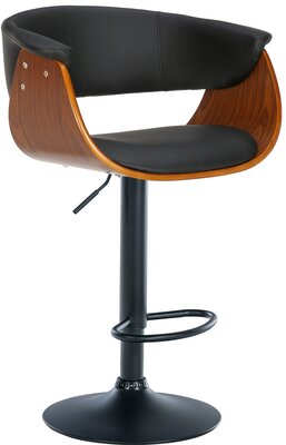 Barkruk Vastel walnoot/zwart,Kunstleer, Zwart