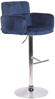 Barstoel Les Engalos Fluweel chroom, Blauw