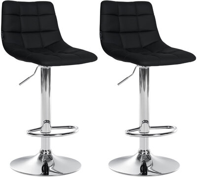 2-delige set barstoelen Jirra kunstleer chroom, Zwart