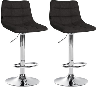 2-delige set barstoelen Jirra stof chroom, Zwart