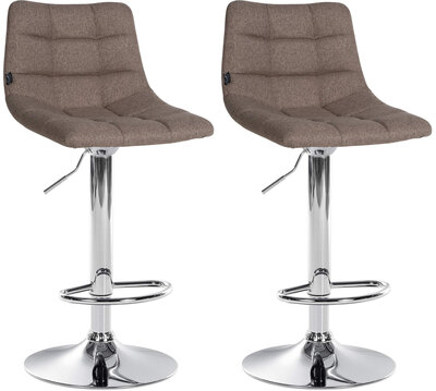 2-delige set barstoelen Jirra stof chroom, Taupe