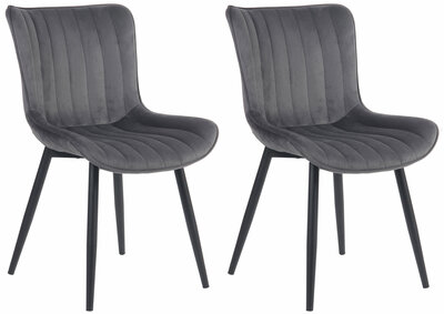 2-delige set stoelen Lorga Fluweel, Grijs